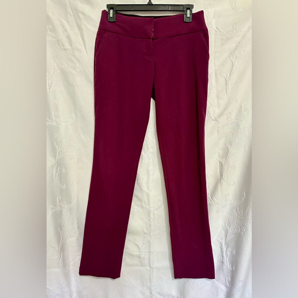 by & by Women's Chino Pants with Stretchy Waist- Burgundy B0048